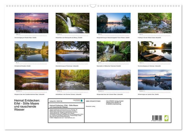 Produktbild: Heimat Entdecken: Eifel - Stille Maare und rauschende Wasser (Wandkalender 2026 DIN A2 quer), CALVENDO Monatskalender