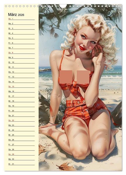 Produktbild: Pin-up-Girls. Sexappeal am Strand (Wandkalender 2026 DIN A3 hoch), CALVENDO Monatskalender