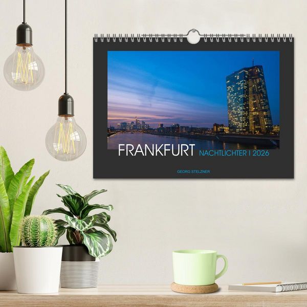 Produktbild: FRANKFURT - Nachtlichter 2026 (Wandkalender 2026 DIN A4 quer), CALVENDO Monatskalender