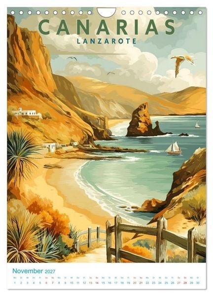Produktbild: Kanarische Inseln - Old School Poster Style (Wandkalender 2027 DIN A4 hoch), CALVENDO Monatskalender