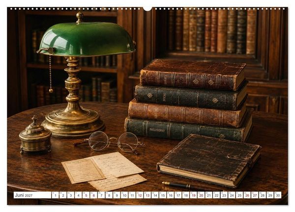 Produktbild: Zwischen Holz und Seiten - Vintage Bibliotheken (Wandkalender 2027 DIN A2 quer), CALVENDO Monatskalender
