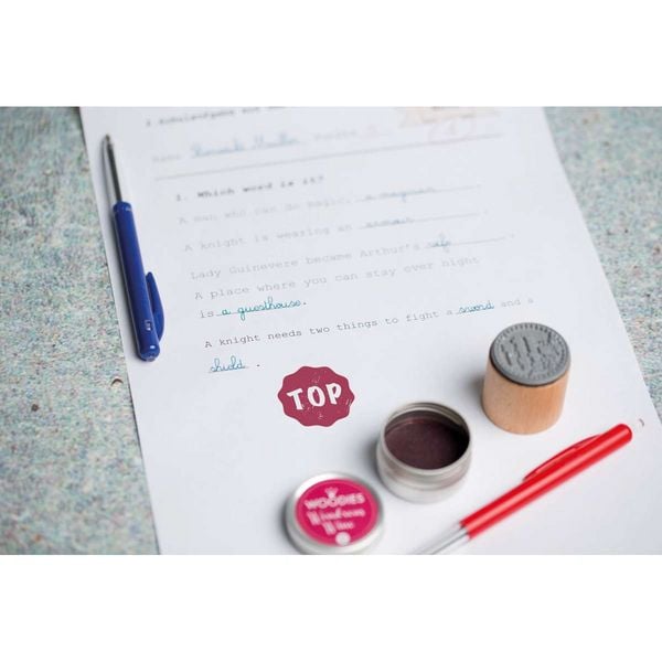 Produktbild: COLOP Woodies Holzstempel Set Motivation, mit 12 Motiven, Abdruckgr&ouml;&szlig;e: &Oslash; 29 mm, eckig