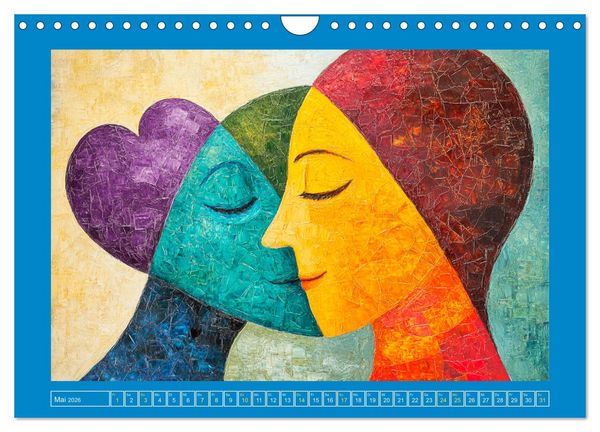 Produktbild: Liebe und Gl&uuml;ck. Abstrakte Kunst im &Ouml;lbilder-Stil (Wandkalender 2026 DIN A4 quer), CALVENDO Monatskalender
