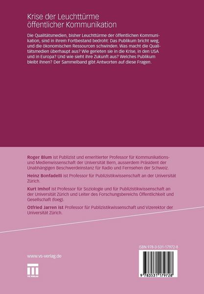 Produktbild: Krise der Leuchtt&uuml;rme &ouml;ffentlicher Kommunikation