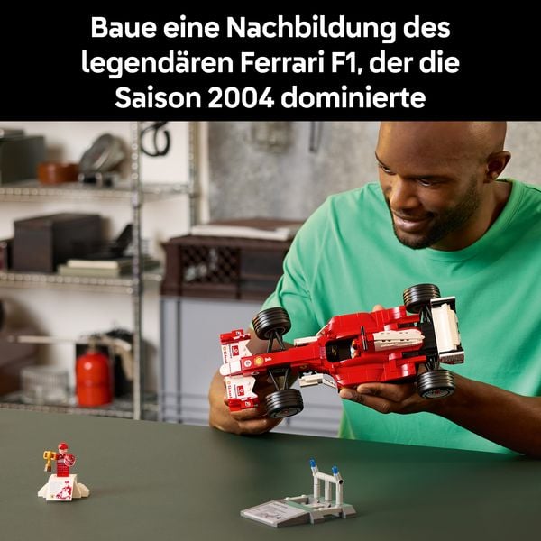 Produktbild: LEGO Icons Ferrari F2004 und Michael Schumacher Formel 1 Auto 11375