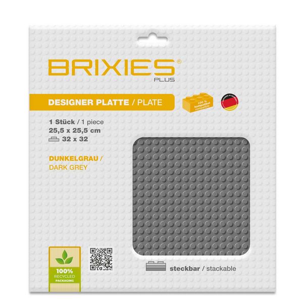 Produktbild: BRIXIES 225011 - Platte 32 x 32 Basic dunkel grau , Bauplatte, 1 St&uuml;ck