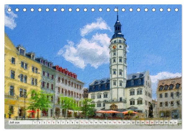 Produktbild: Gera gesehen mit Pinsel und &Ouml;l (Tischkalender 2026 DIN A5 quer), CALVENDO Monatskalender
