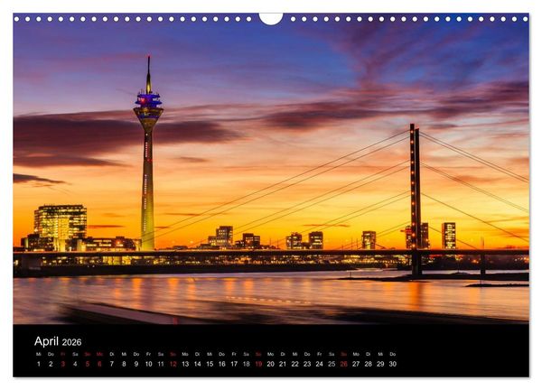Produktbild: D&uuml;sseldorf bei Nacht (Wandkalender 2026 DIN A3 quer), CALVENDO Monatskalender