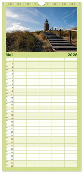 Produktbild: Familienplaner 2026 - Sylt - Bilder einer Insel mit 5 Spalten (Wandkalender, 21 x 45 cm) CALVENDO