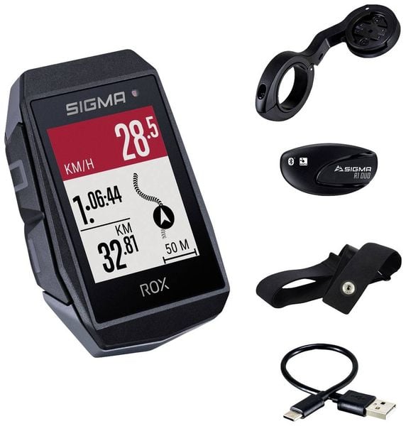 Sigma ROX 11.1 EVO HR Set Fahrrad-Navi Fahrrad GPS, GLONASS, spritzwassergeschützt