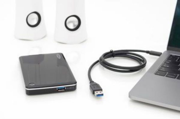 Produktbild: Digitus USB-Kabel USB 3.2 Gen1 USB-C&reg; Stecker, USB-A Stecker 1.00 m Schwarz doppelt geschirmt AK-300146-010-S