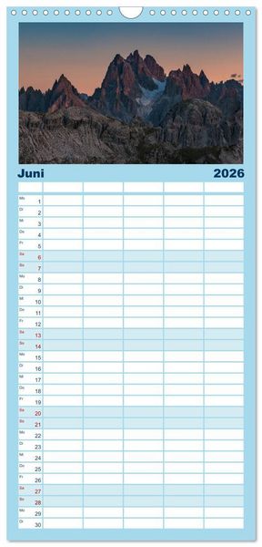 Produktbild: Familienplaner 2026 - Dolomiten - S&uuml;dtirol mit 5 Spalten (Wandkalender, 21 x 45 cm) CALVENDO