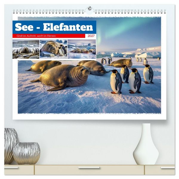 Produktbild: See - Elefanten (hochwertiger Premium Wandkalender 2027 DIN A2 quer), Kunstdruck in Hochglanz