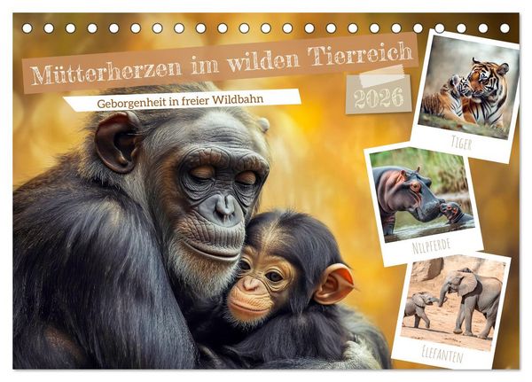 Produktbild: M&uuml;tterherzen im wilden Tierreich (Tischkalender 2026 DIN A5 quer), CALVENDO Monatskalender