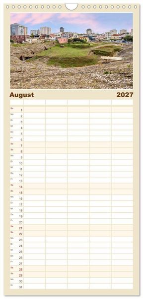 Produktbild: Familienplaner 2027 - Durr&euml;s und Kruja &ndash; Sch&auml;tze Albaniens mit 5 Spalten (Wandkalender, 21 x 45 cm) CALVENDO