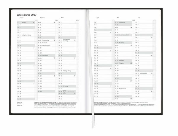 Produktbild: Terminer A6, Leder schwarz 2027