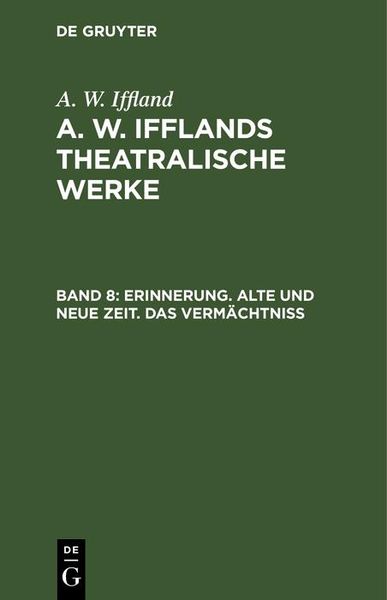 Produktbild: Erinnerung. Alte und neue Zeit. Das Verm&auml;chtni&szlig;