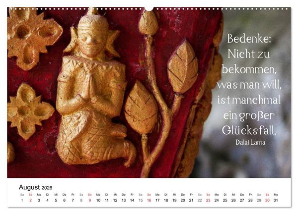 Produktbild: Reisefreu(n)de: Leben in Harmonie - buddhistische Zitate (Wandkalender 2026 DIN A2 quer), CALVENDO Monatskalender
