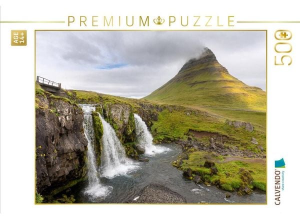 CALVENDO Puzzle Kirkjufellsfoss mit Kirkjufell | 500 Teile Lege-Größe 48 × 36 cm Foto-Puzzle für Erwachsene
