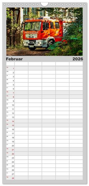 Produktbild: Familienplaner 2026 - Feuerwehr - weltweit im Einsatz mit 5 Spalten (Wandkalender, 21 x 45 cm) CALVENDO
