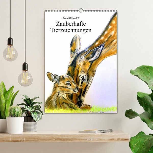 Produktbild: PortraiTierART Zauberhafte Tierzeichnungen (Wandkalender 2026 DIN A2 hoch), CALVENDO Monatskalender
