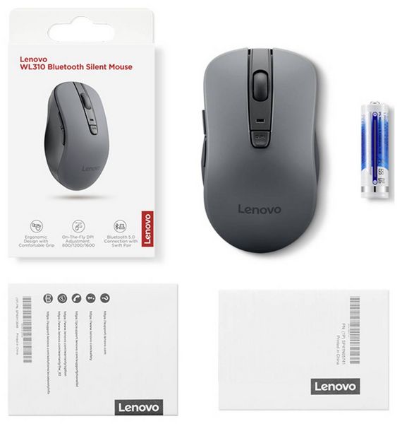 Produktbild: Lenovo WL310 Bluetooth Silent Mouse (P) Maus Kabellos Optisch Grau 6 Tasten