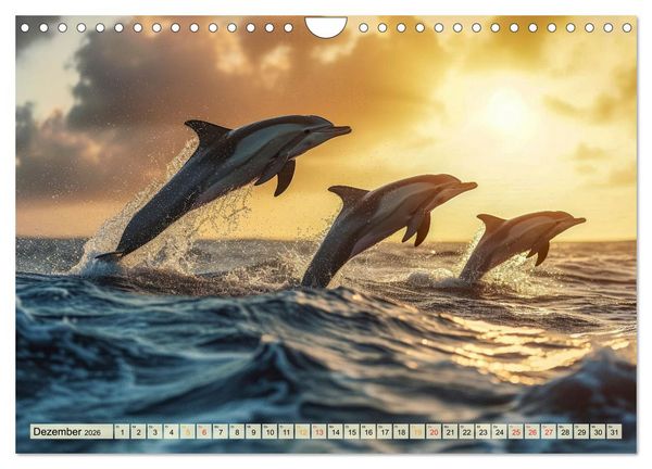 Produktbild: Delfine - schlaue J&auml;ger (Wandkalender 2026 DIN A4 quer), CALVENDO Monatskalender