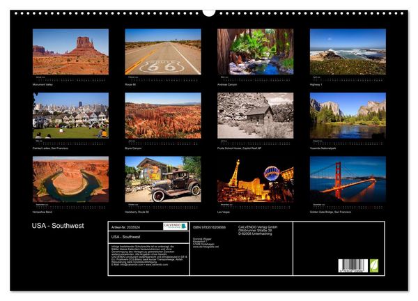 Produktbild: USA - Southwest (Wandkalender 2026 DIN A2 quer), CALVENDO Monatskalender