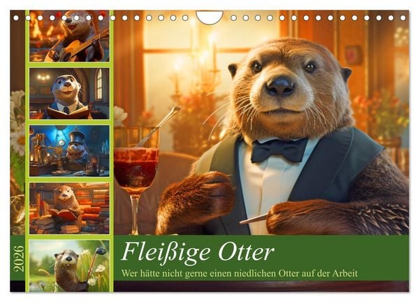 Produktbild: Flei&szlig;ige Otter - Wer h&auml;tte nicht gerne einen niedlichen Otter auf der Arbeit (Wandkalender 2026 DIN A4 quer), CALVENDO Monatskalender