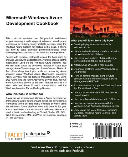 Produktbild: Microsoft Windows Azure Development Cookbook