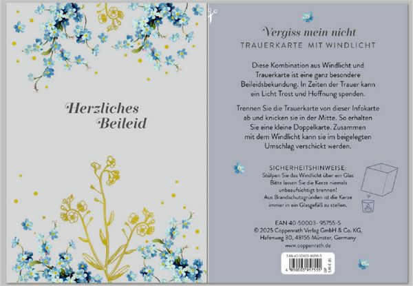 Produktbild: Windlicht-Trauerkarten - Vergiss mein nicht, sort.