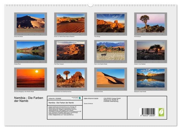 Produktbild: Namibia - Die Farben der Namib (Wandkalender 2026 DIN A2 quer), CALVENDO Monatskalender