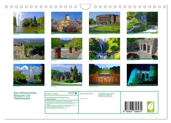 Produktbild: Bad Wilhelmsh&ouml;he Bergpark und Wasserspiele (Wandkalender 2026 DIN A4 quer), CALVENDO Monatskalender
