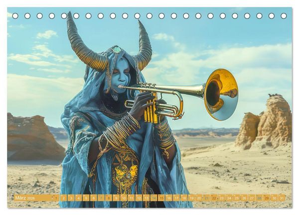Produktbild: W&uuml;stenmusikanten und W&uuml;stent&auml;nzer - Surreale Impressionen (Tischkalender 2026 DIN A5 quer), CALVENDO Monatskalender