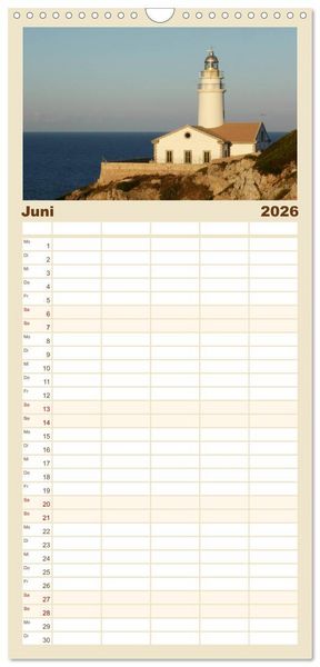 Produktbild: Familienplaner 2026 - Cala Ratjada mit 5 Spalten (Wandkalender, 21 x 45 cm) CALVENDO