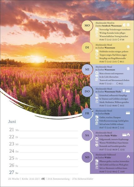 Produktbild: Mondkalender Wochenkalender 2027 - 53 Wochenbl&auml;tter mit praktischen Tipps f&uuml;r jeden Tag