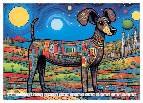 Produktbild: Bunte Hundebande (hochwertiger Premium Wandkalender 2026 DIN A2 quer), Kunstdruck in Hochglanz