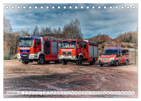 Produktbild: Feuerwehrfahrzeuge (Tischkalender 2026 DIN A5 quer), CALVENDO Monatskalender