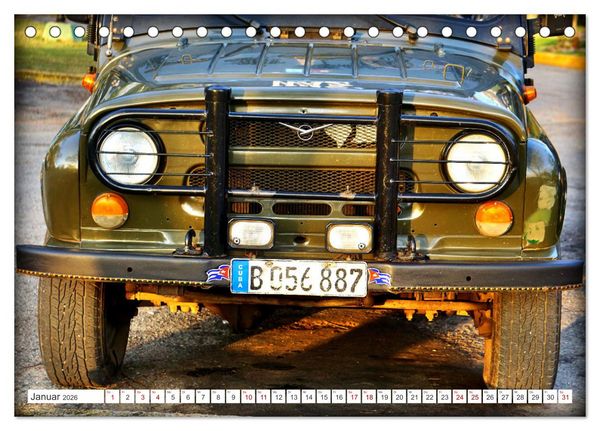 Produktbild: Cuba Jeeps - Gel&auml;ndewagen Oldtimer (Tischkalender 2026 DIN A5 quer), CALVENDO Monatskalender