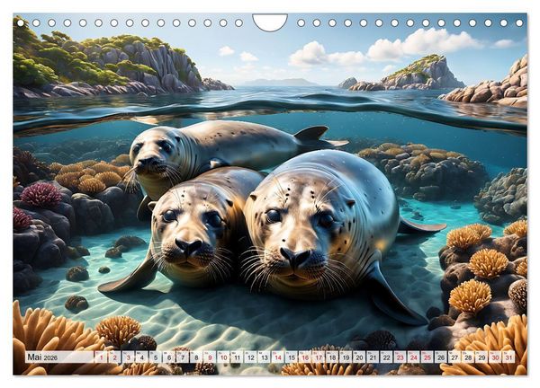 Produktbild: Freche Seehunde (Wandkalender 2026 DIN A4 quer), CALVENDO Monatskalender