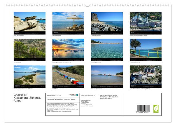 Produktbild: Chalkidiki: Kassandra, Sithonia, Athos (High Quality Premium Wall Calendar 2026 DIN A2 landscape),CALVENDO 12 Month Wall Calendar