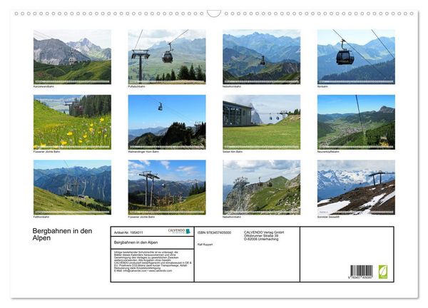 Produktbild: Bergbahnen in den Alpen (Wandkalender 2026 DIN A2 quer), CALVENDO Monatskalender