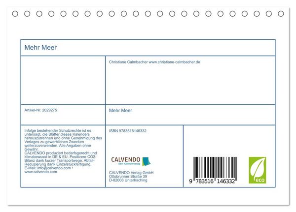 Produktbild: Mehr Meer (Tischkalender 2026 DIN A5 quer), CALVENDO Monatskalender