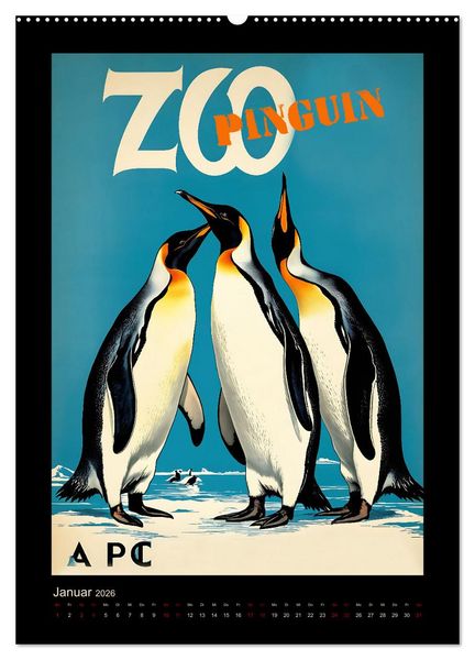 Produktbild: Zoo Vintage-Poster (hochwertiger Premium Wandkalender 2026 DIN A2 hoch), Kunstdruck in Hochglanz