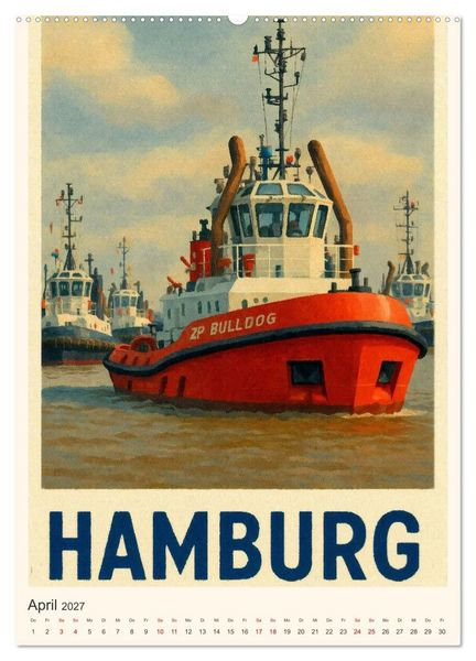 Produktbild: City Poster Hamburg - Stilisierte Impressionen der Hansestadt (hochwertiger Premium Wandkalender 2027 DIN A2 hoch), Kunstdruck in Hochglanz