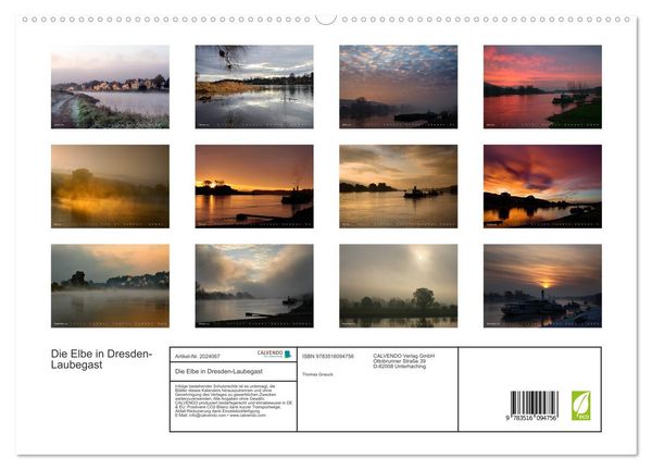 Produktbild: Die Elbe in Dresden-Laubegast (hochwertiger Premium Wandkalender 2026 DIN A2 quer), Kunstdruck in Hochglanz