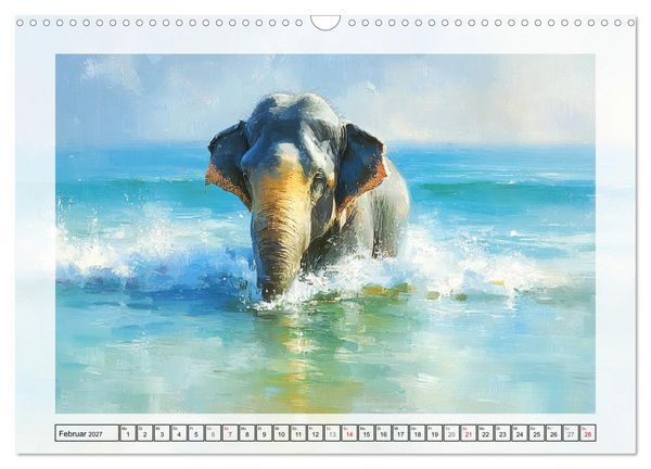 Produktbild: Elefanten am Strand. Zwischen Wellen, Sonne und Sand (Wandkalender 2027 DIN A3 quer), CALVENDO Monatskalender