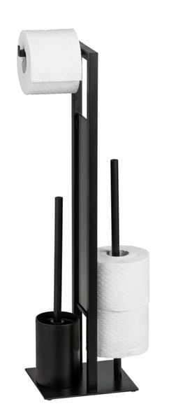 Produktbild: Stand WC-Garnitur Mod. Rivalta Schwarz matt, integrierter Toilettenpapierhalter und WC-B&uuml;rstenhalter