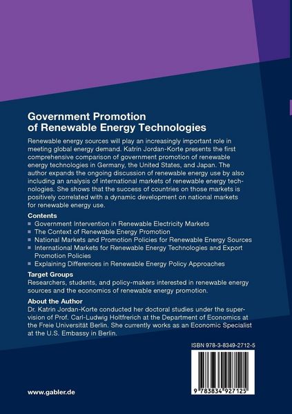 Produktbild: Government Promotion of Renewable Energy Technologies
