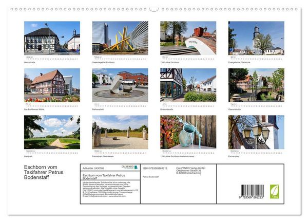 Produktbild: Eschborn vom Taxifahrer Petrus Bodenstaff (hochwertiger Premium Wandkalender 2027 DIN A2 quer), Kunstdruck in Hochglanz